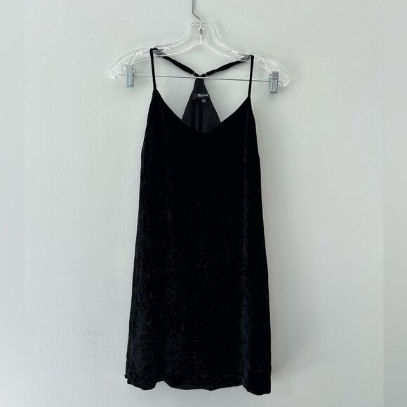 Madewell Black Velvet Slip Racerback Swing Dress size 00 - Picture 1 of 3